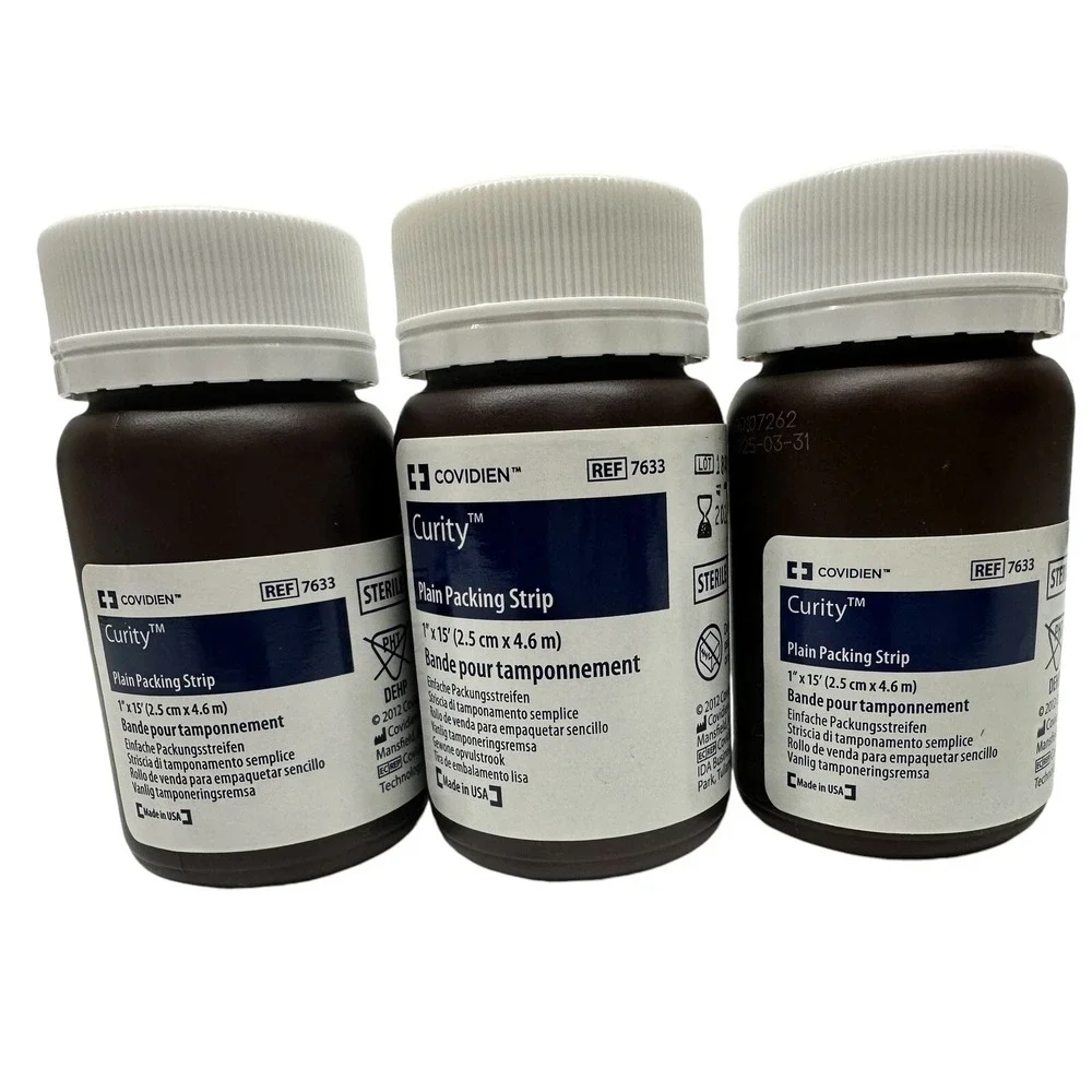 3‎ Bottles-COVIDIEN 7633 Curity Sterile Plain Packing Strip 1